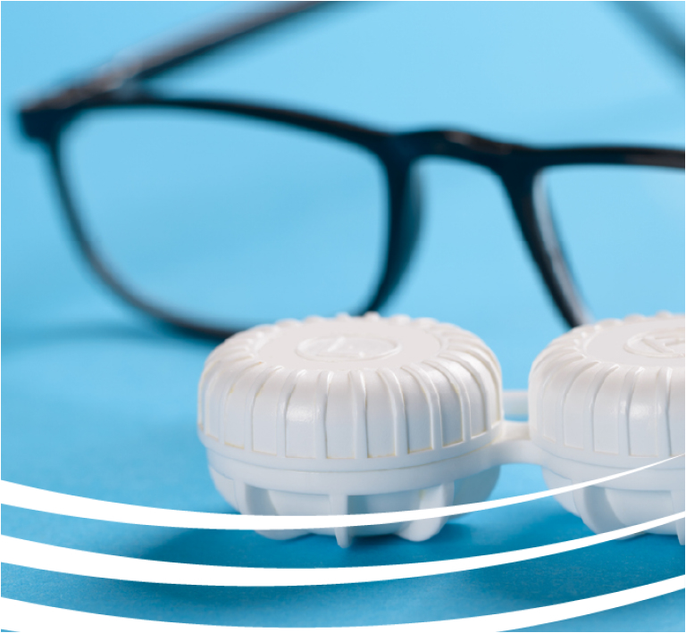 Close Up Of Contacts Case And Eye Glasses