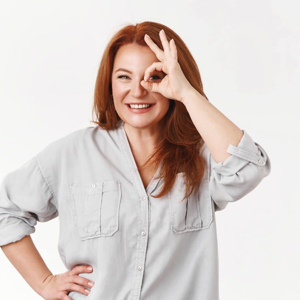 Happy middle aged woman